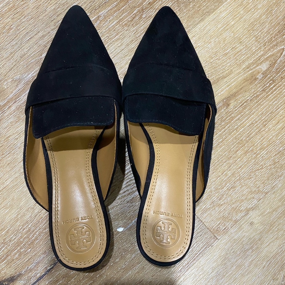 Tory Burch Black Suede Mules